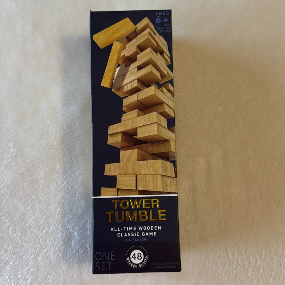 Tower Tumbler All-Time Wooden Classic Game, 48 Wooden Blocks NEW
